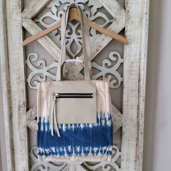 Lucky Brand Soue Top Handle Shoulder Strap Twill Canvas Tote Bag in Blue Tie Dye - Picture 3 of 11